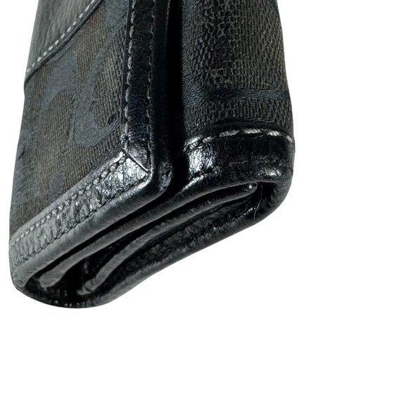 COPY - Coach Black Canvas Leather Trim Small Credit Card/Coin Bifold Wallet - Picture 4 of 12